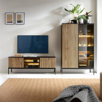 WOHNZIMMER-SET 2-TLG. Sibari-160 - Schwarz, Holzwerkstoff (258/166/39cm) - Lomado