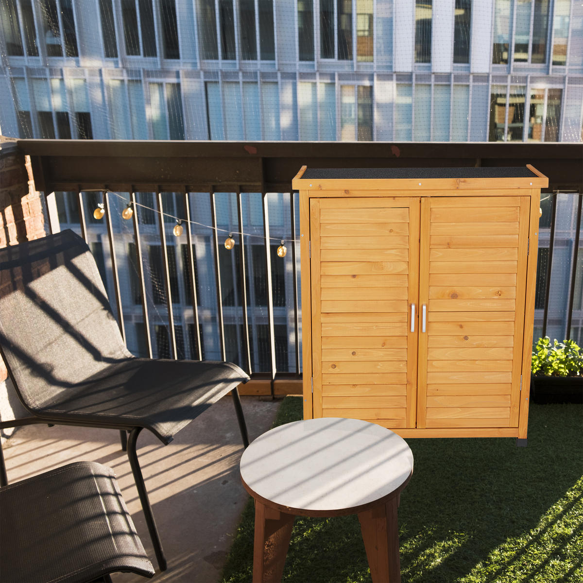 GARTENSCHRANK - Hellbraun, Holz/Metall (86.5/97/47cm) - Relaxdays