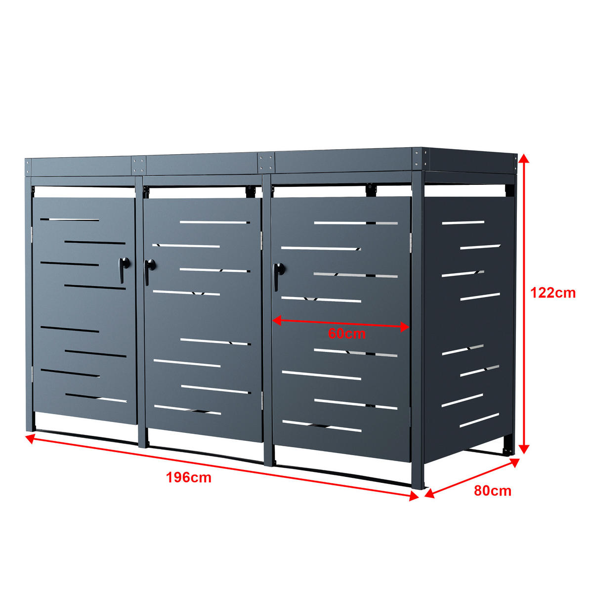 MÜLLTONNENBOX Salching - Anthrazit, Metall (196/122/80cm) - [en.casa]
