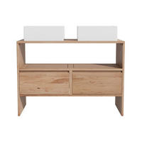 DOPPELWASCHTISCH - 110 cm x 50 cm - Holz, Platte - Naturfarben Hell - CAVIZO - Naturfarben, Holz (110/78/50cm) - Vente-Unique