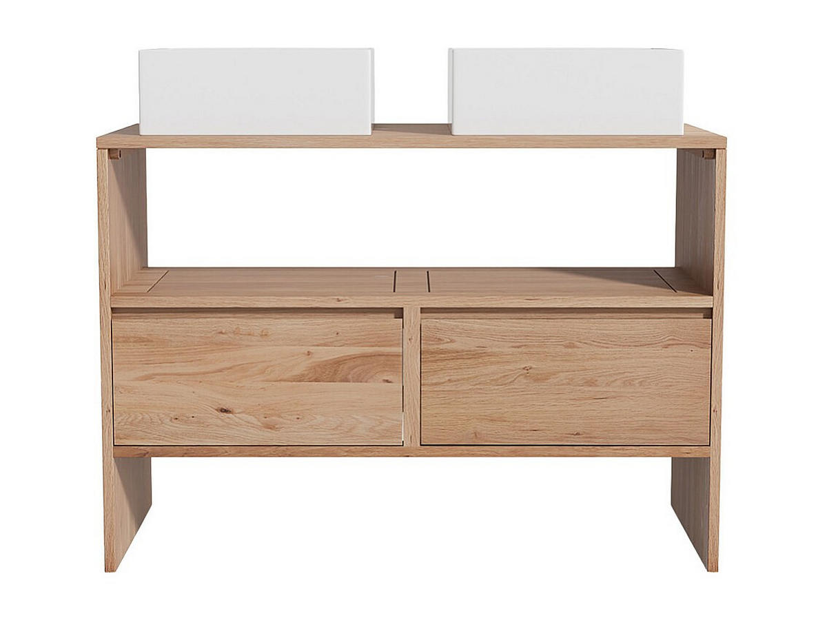 DOPPELWASCHTISCH - 110 cmcm x 50 cmcm - Holz, Platte - Naturfarben Hell - CAVIZO - Naturfarben, Holz (110/78/50cm) - Vente-Unique