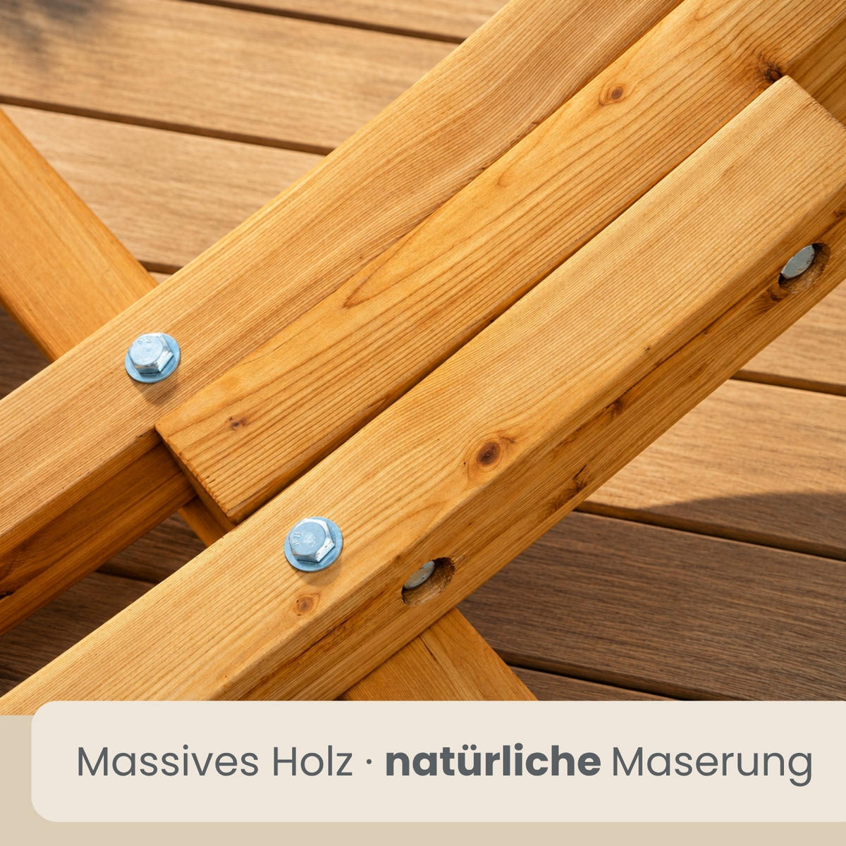 XXL-HÄNGEMATTENGESTELL, 325/120 cm, Holzfarben - Naturfarben, Holz (325/120/118cm) - Amanka