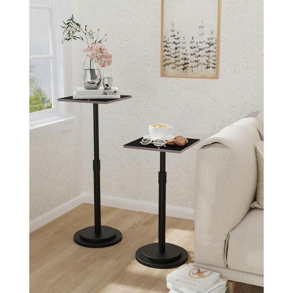 BEISTELLTISCH höhenverstellbar Schwarz 45-78 cm - Schwarz, Metall (26.5/26.5/75cm)