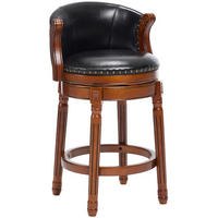BARHOCKER 1er-Set Schwarz mit Echtleder und Rückenlehne - Schwarz, Holz (54.8/96/54.8cm) - PANGIVO