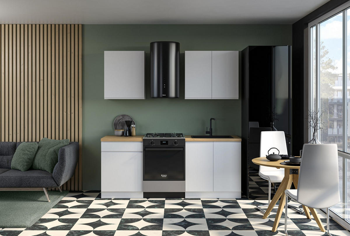 KÜCHENBLOCK 140 cm - Aspen K32-M140 - in Weiß/Hochglanz - Weiß Hochglanz, Holz (140/210/47cm)