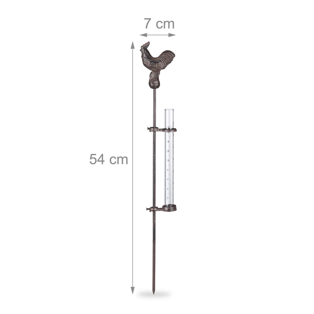 REGENMESSER Hahn - Dunkelbraun, Glas/Metall (2.5/54cm) - Relaxdays