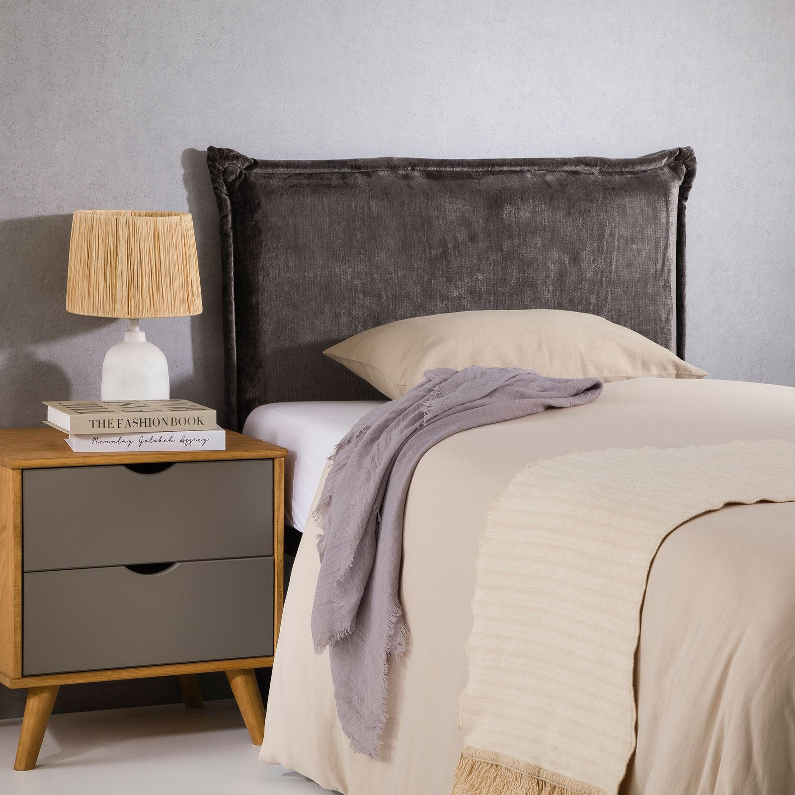 KOPFTEIL DELMO 90X190 CM - Grau, Textil (91/99/7cm) - IDIMEX