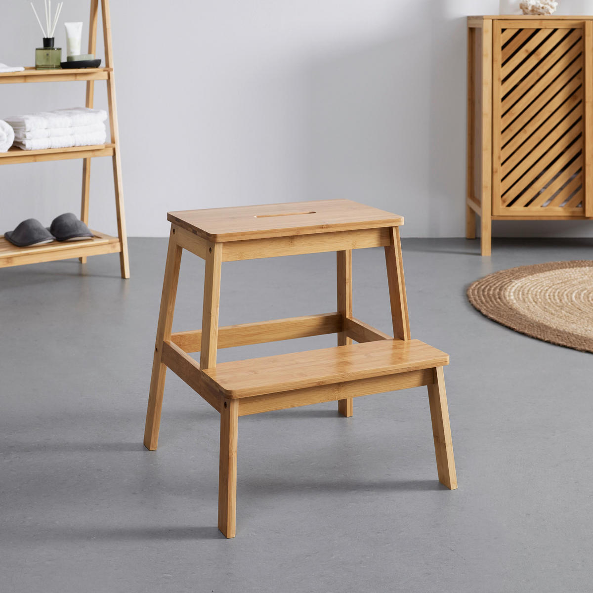 TRITTHOCKER Bonny Naturfarben Bambus - Naturfarben, Naturmaterialien (43/47/43cm) - Bessagi Home