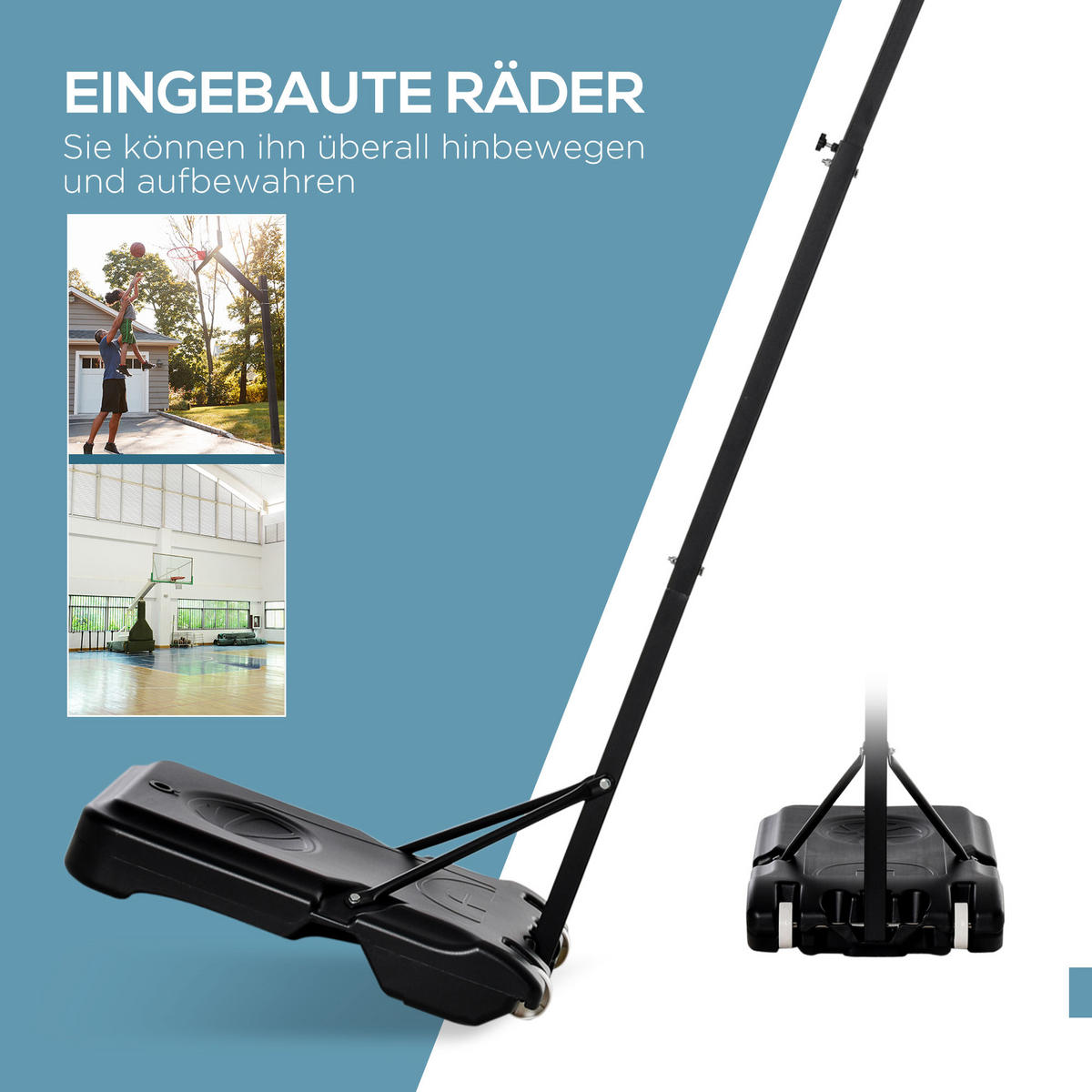 BASKETBALLKORB, Stahl, Schwarz / Rot / Weiß, 73L x 49B x 194-249H cm - Rot/Weiß, Metall (49/73cm) - HOMCOM