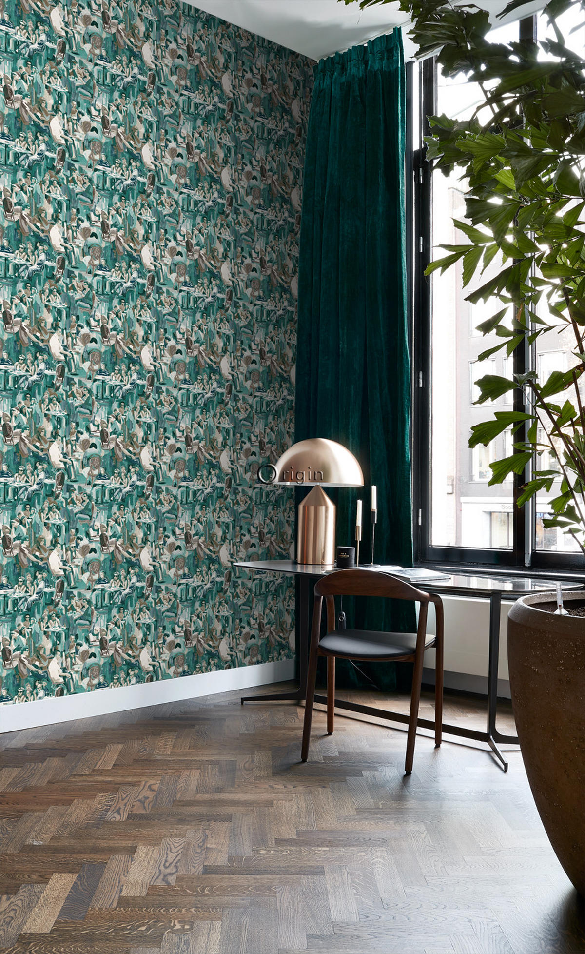 TAPETE figurative Motive 53 cm x 10.05 m - Türkis, Papier (53/1000cm) - Origin Wallcoverings