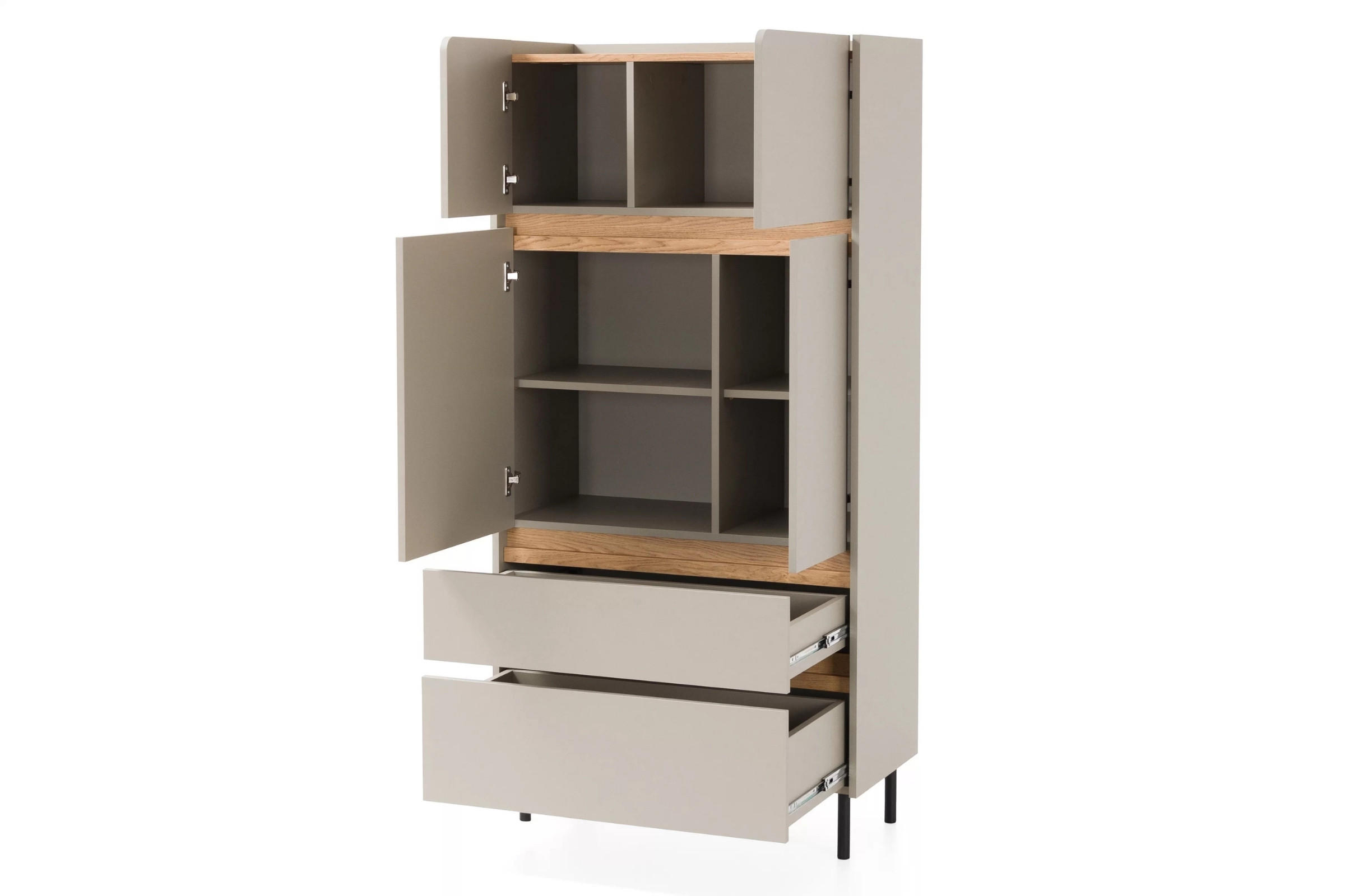 KINDERHOCHKOMMODE LIBU 05 80/40/165 in Sandbeige / Geölte Eiche - Eichefarben/Beige, Holzwerkstoff (80/165/40cm) - Deine Möbel 24