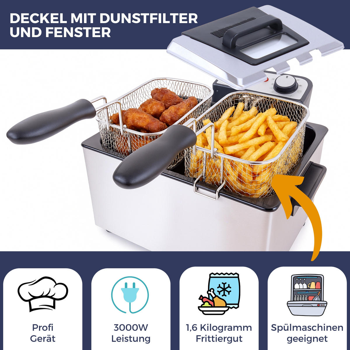 FRITTEUSE DF3270 - Edelstahlfarben, Metall (36/26/47cm) - Sommertal