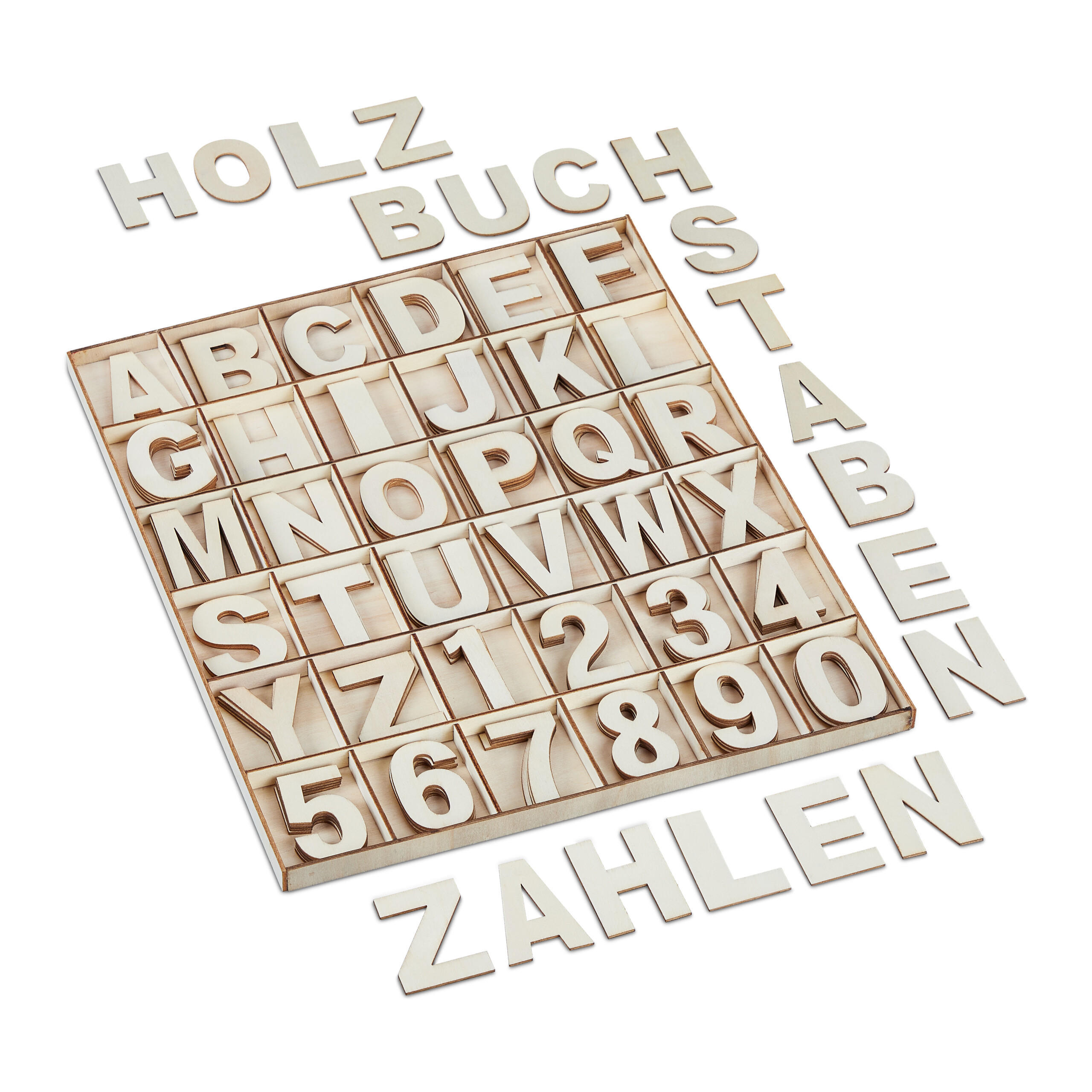 144-TLG.HOLZBUCHSTABEN-SET - Beige, Holz (28.5/34.5cm) - Relaxdays