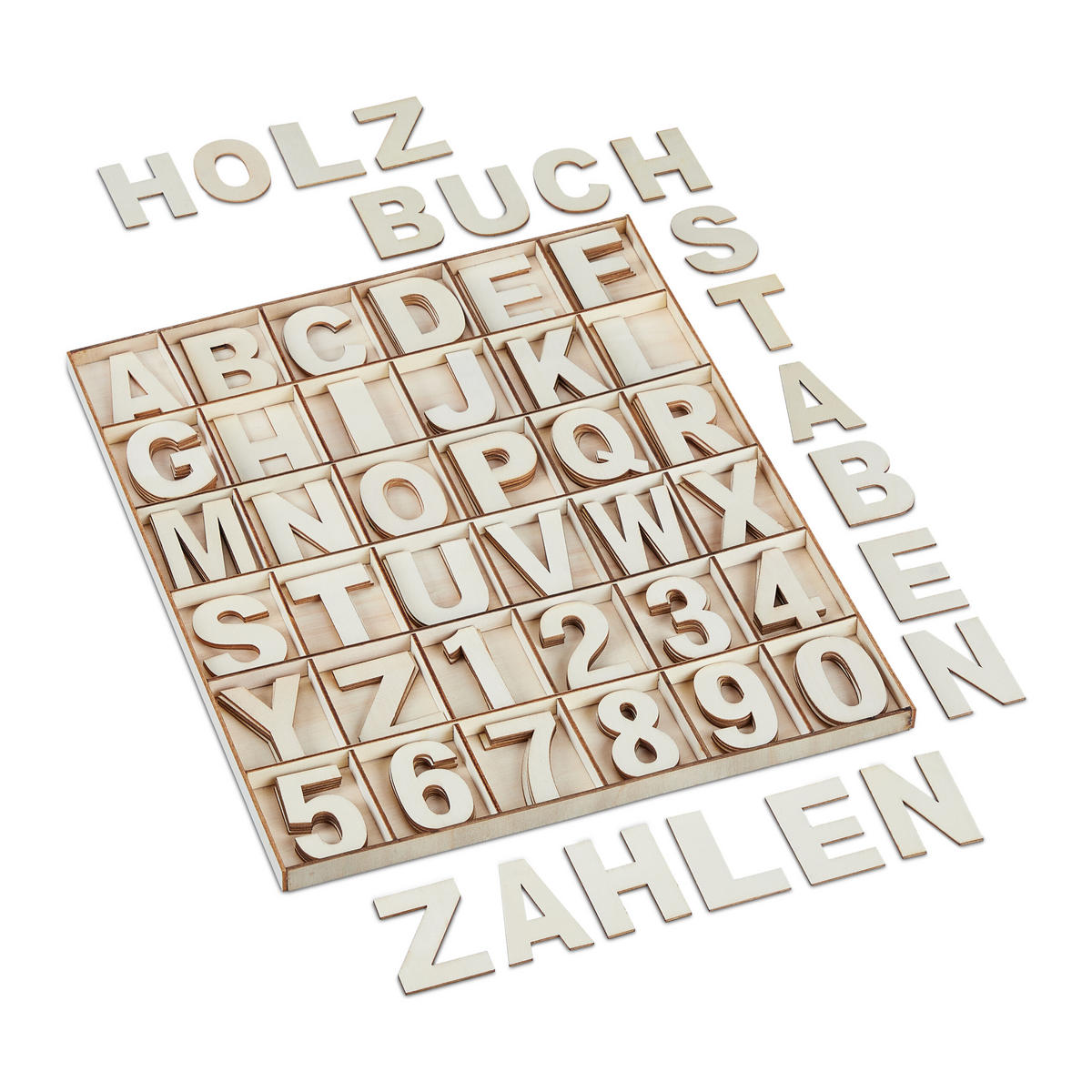 144-TLG.HOLZBUCHSTABEN-SET - Beige, Holz (28.5/34.5cm) - Relaxdays