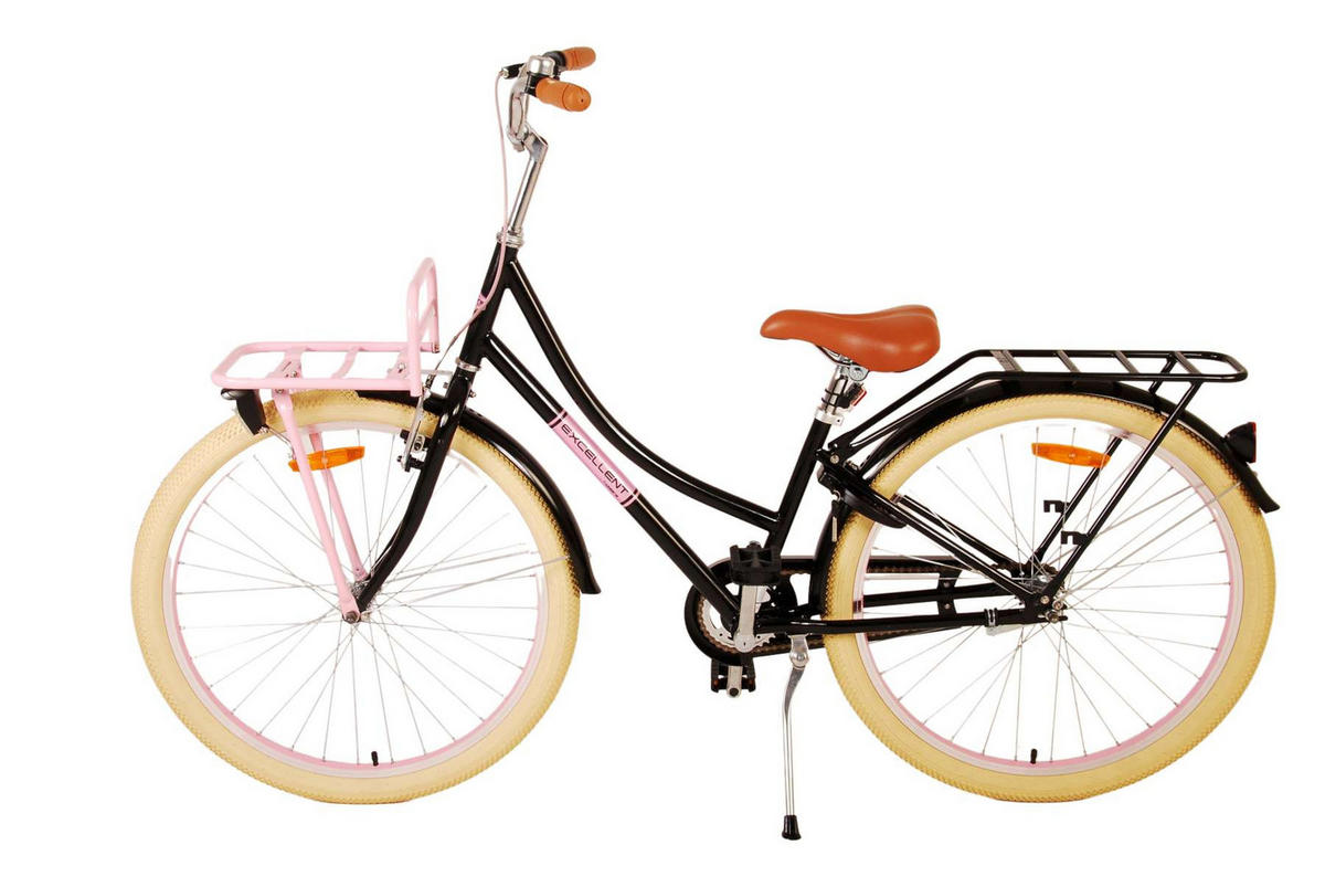 KINDERFAHRRAD Excellent - Mädchen - 26 Zoll - Rücktritt + Handbremse - Schwarz - Schwarz, Metall (77cm) - TPFSports