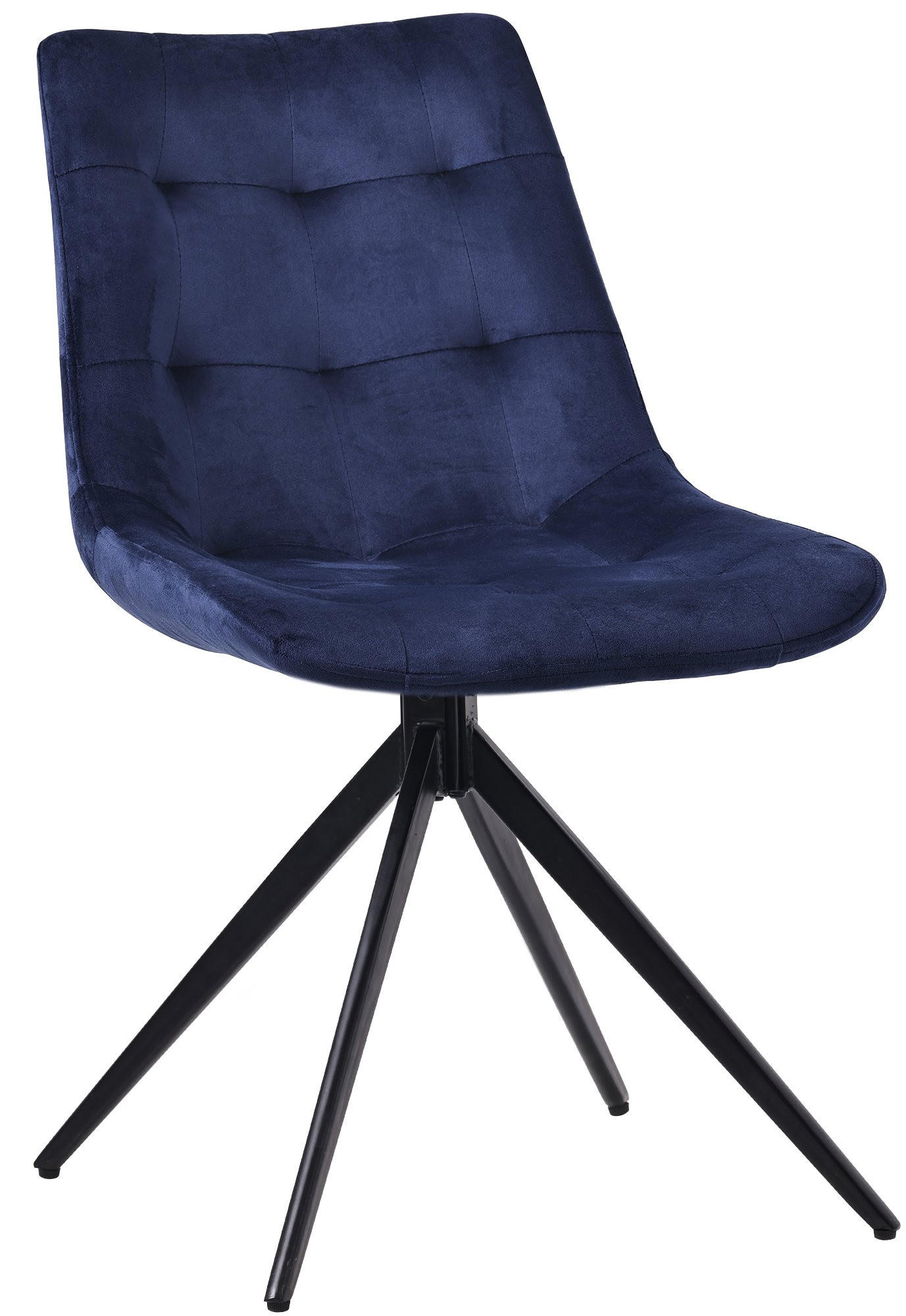 DREHSTUHL Samt dunkelblau - Schwarz/Dunkelblau, Textil/Metall (48/82/56cm) - CLP