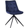 DREHSTUHL Samt dunkelblau - Schwarz/Dunkelblau, Textil/Metall (48/82/56cm) - CLP