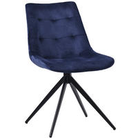 DREHSTUHL Samt dunkelblau - Schwarz/Dunkelblau, Textil/Metall (48/82/56cm) - CLP