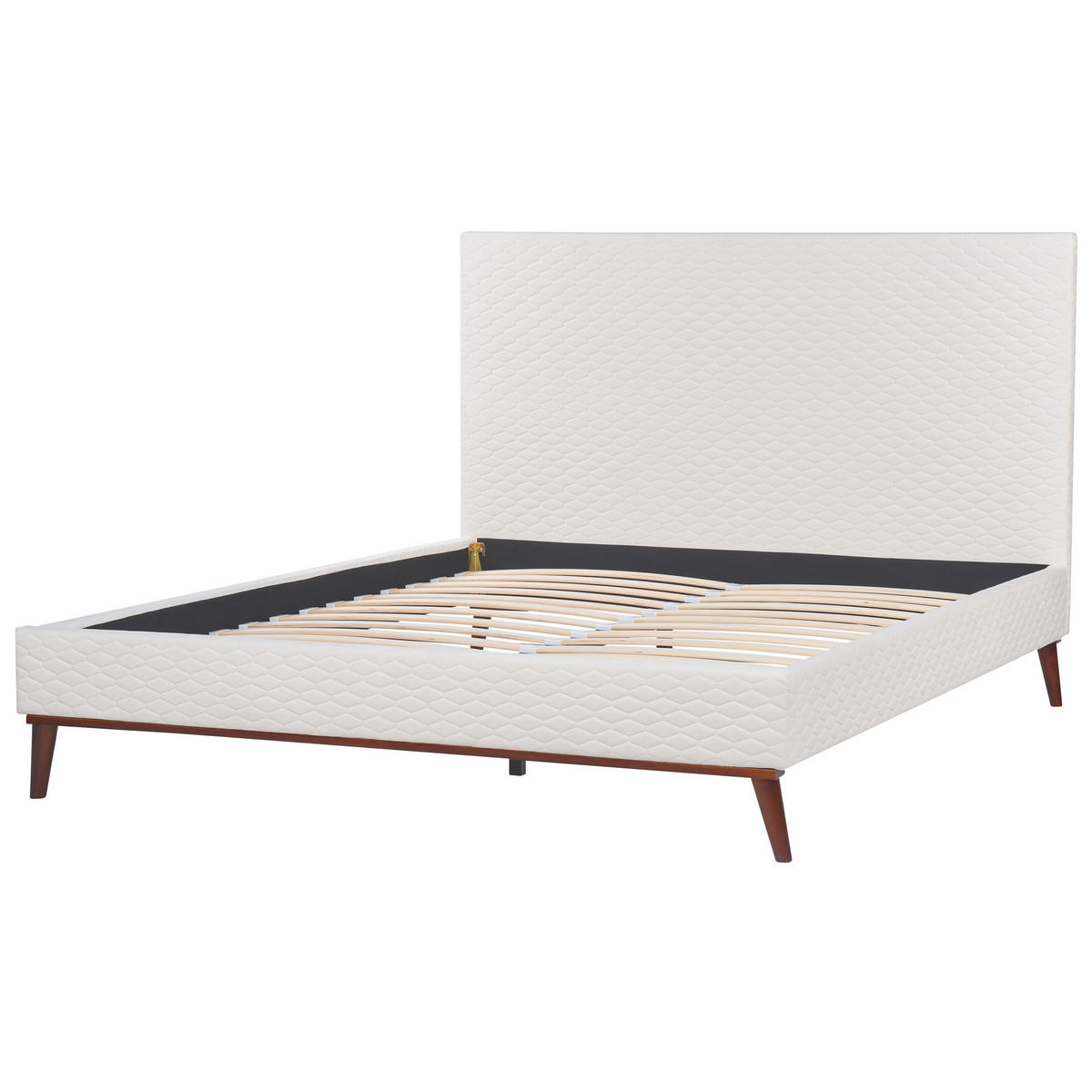 POLSTERBETT mit Lattenrost 160x200 cm Weiß Bayonne - Creme, Textil (160/200cm) - Beliani