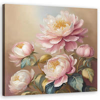 WANDBILD blumen pfingstrose vintage - Pink, Textil (50/50cm) - Feeby