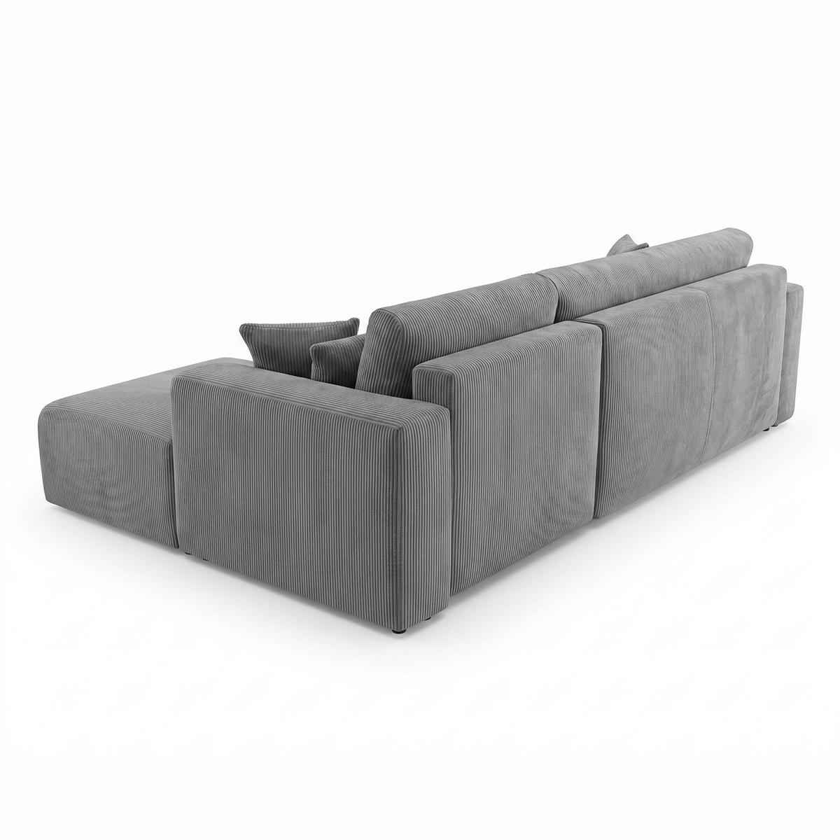 ECKSOFA PULA CORD HELLGRAU L - Rechts - Hellgrau/Schwarz, Kunststoff/Textil (279/187cm) - Luxkor24
