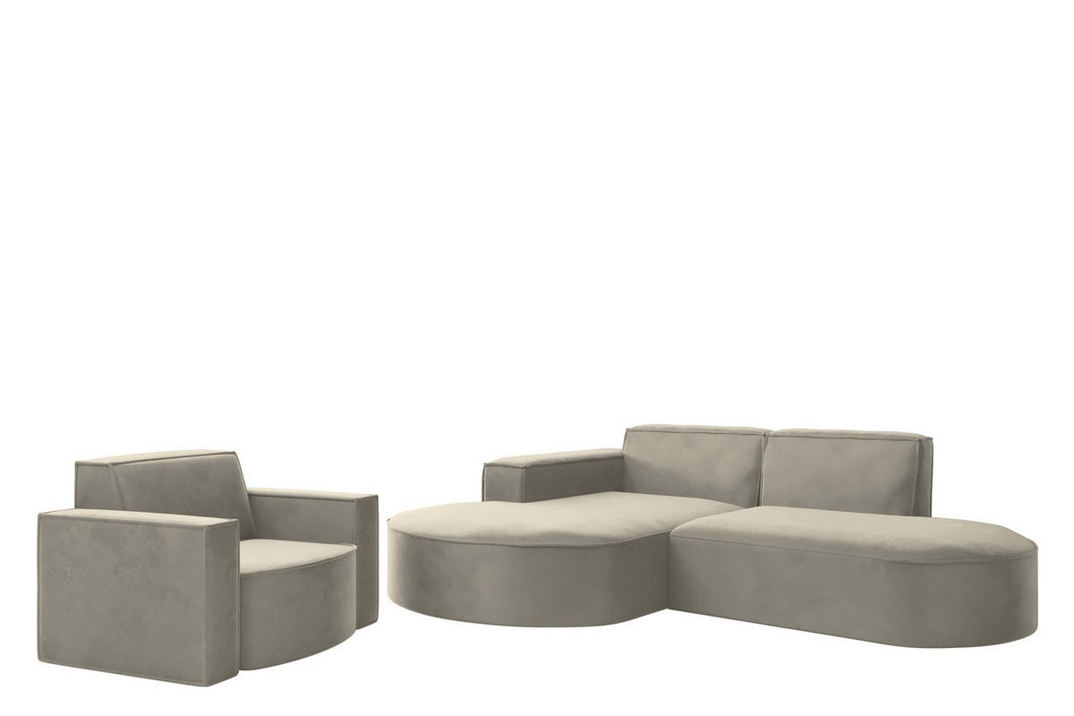 SOFASET Palma Ecksofa Sessel Opera - Perlmutt, Holzwerkstoff/Textil (236/78/165cm) - Fun Möbel