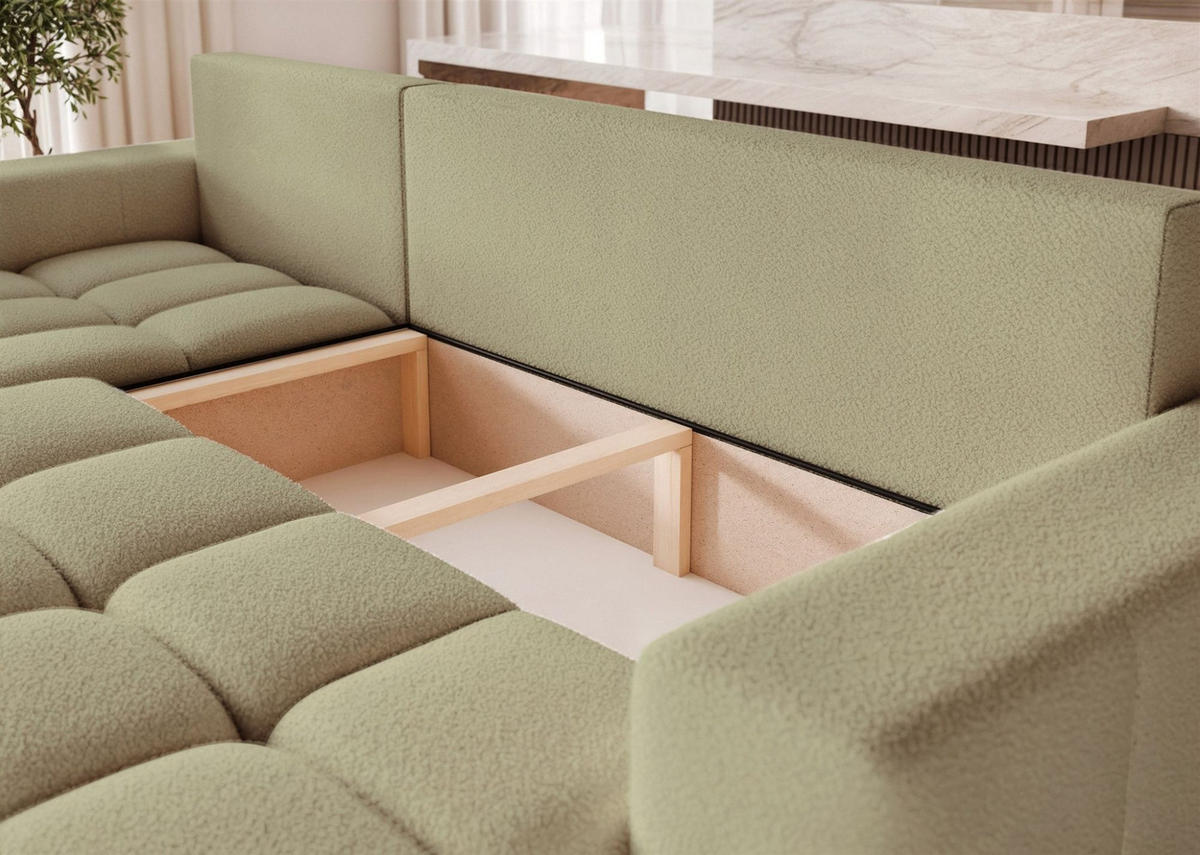 ECKSOFA Anabel Mit Schlaffunktion - Grün, Holzwerkstoff/Textil (248/145cm) - Fun Möbel