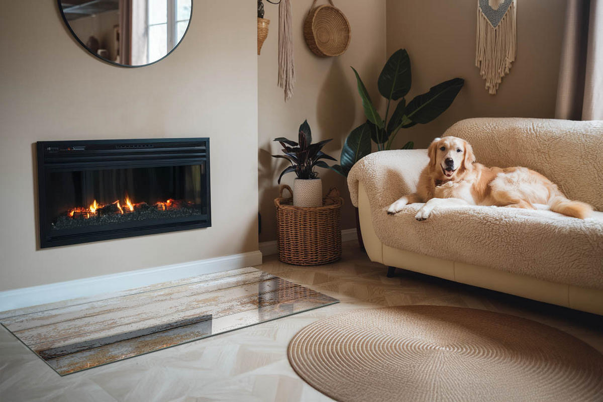 GLASPLATTE für Kamin 140x70 cm Weiß - Weiß, Glas (140/70/0.4cm) - ArtPrintCave