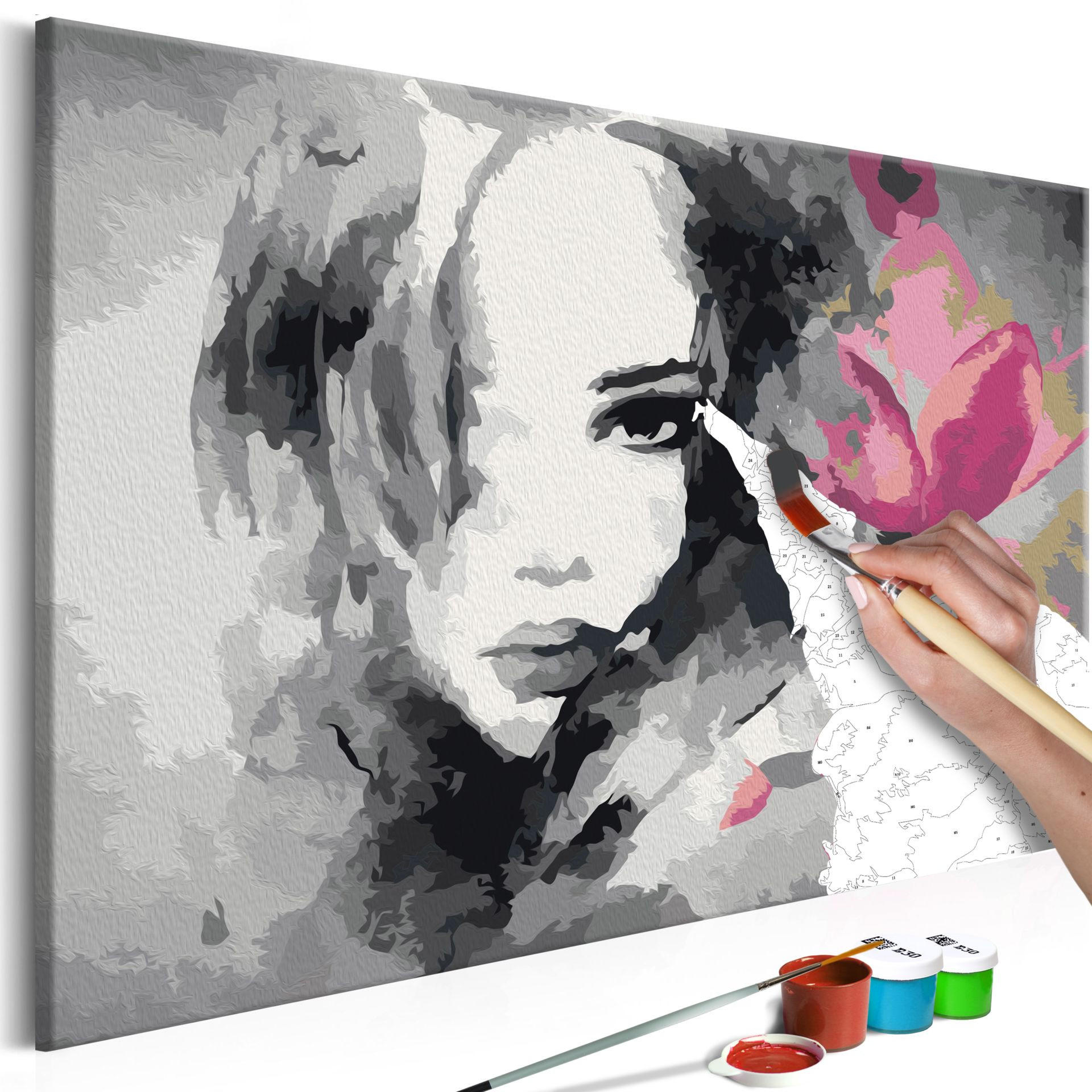 MALEN NACH ZAHLEN Grau 60/40 cm - Pink/Grau, Textil (60/40cm) - KUNSTLOFT