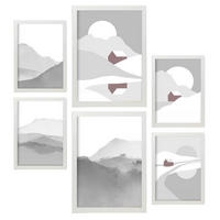 POSTER Set Mit 6 Naturtöne Landschaft Größe A3 & A4 Weißer Rahmen - Weiß, Papier (29.7/1cm) - Nacnic