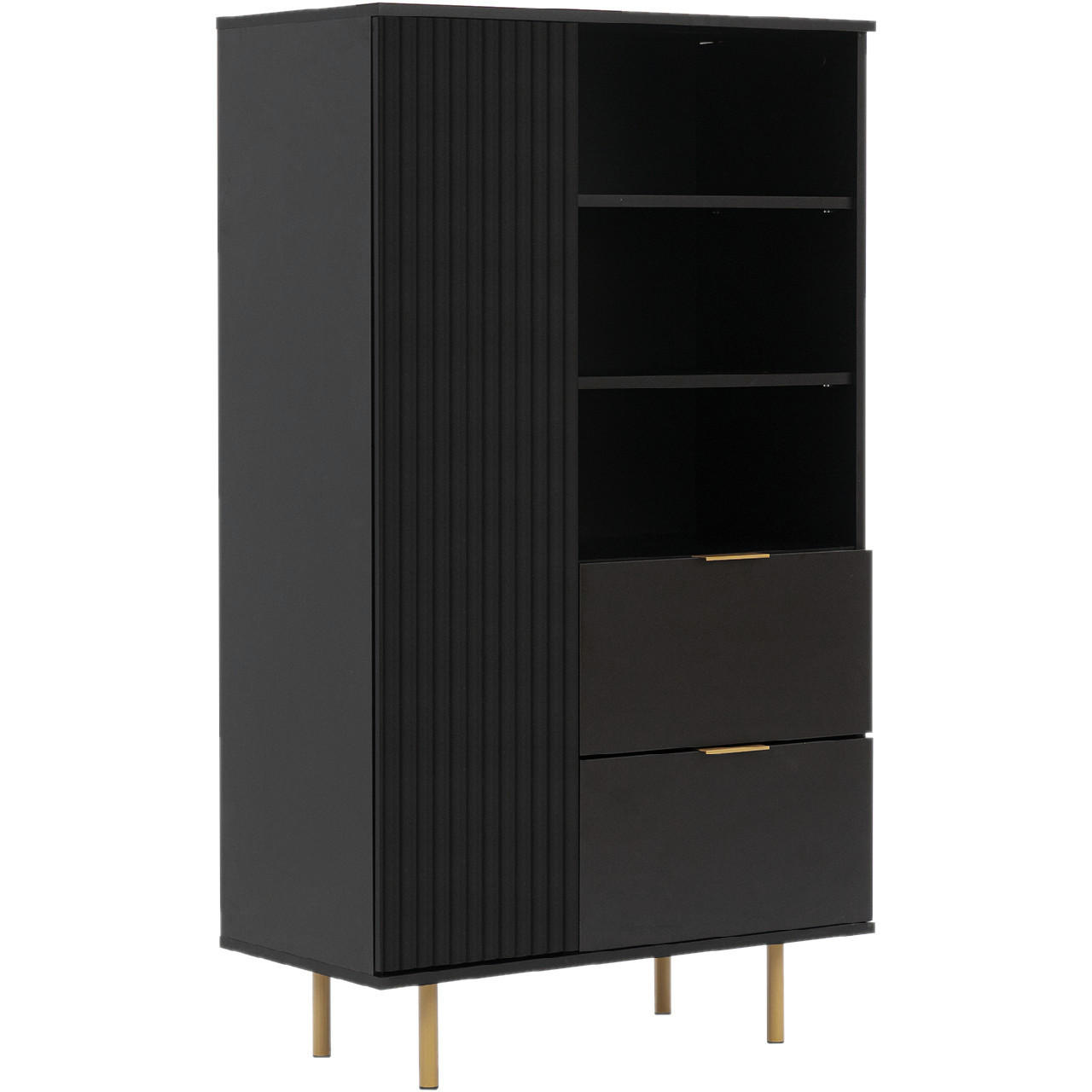 BÜCHERREGAL NUBIO 04 schwarz - Schwarz, Holzwerkstoff (80/140/41cm)