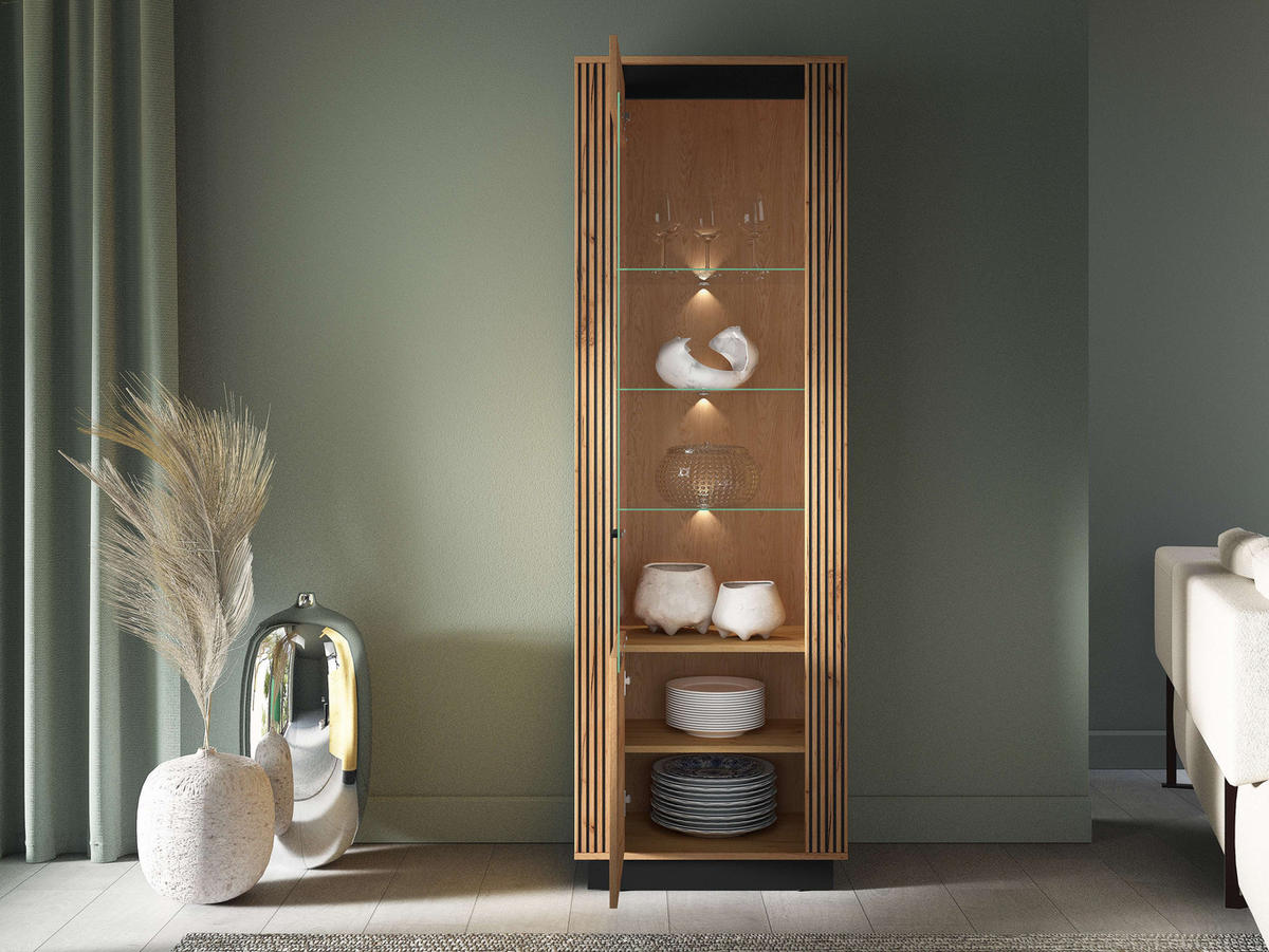 VITRINE – 65 cm – Urso – Eichefarben – VI-025 - Eichefarben, Holzwerkstoff (65/200/40cm) - hi-markt