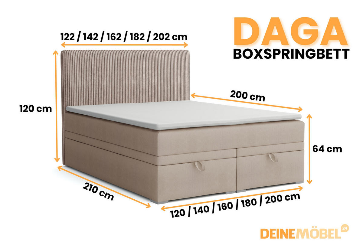 BOXBETT DAGA 200/200 in Beige - Beige, Holz/Holzwerkstoff (200/200cm) - Deine Möbel 24
