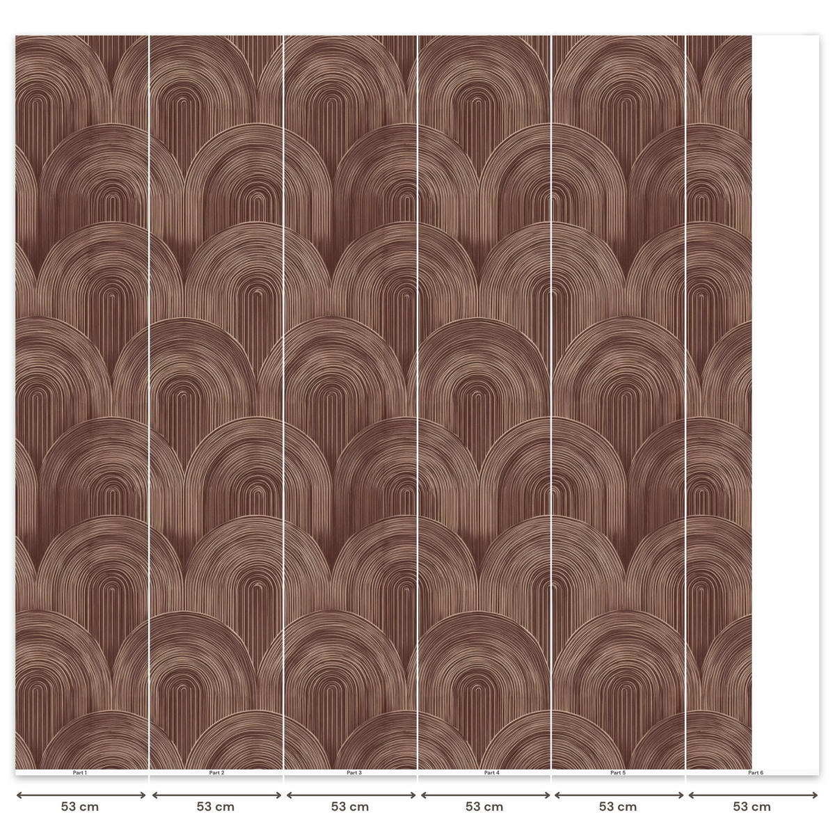 TAPETE - Rhythmic - Aufschlag - Braun - 300x280 cm - Dunkelbraun, Papier (300/280cm) - OnlyWow