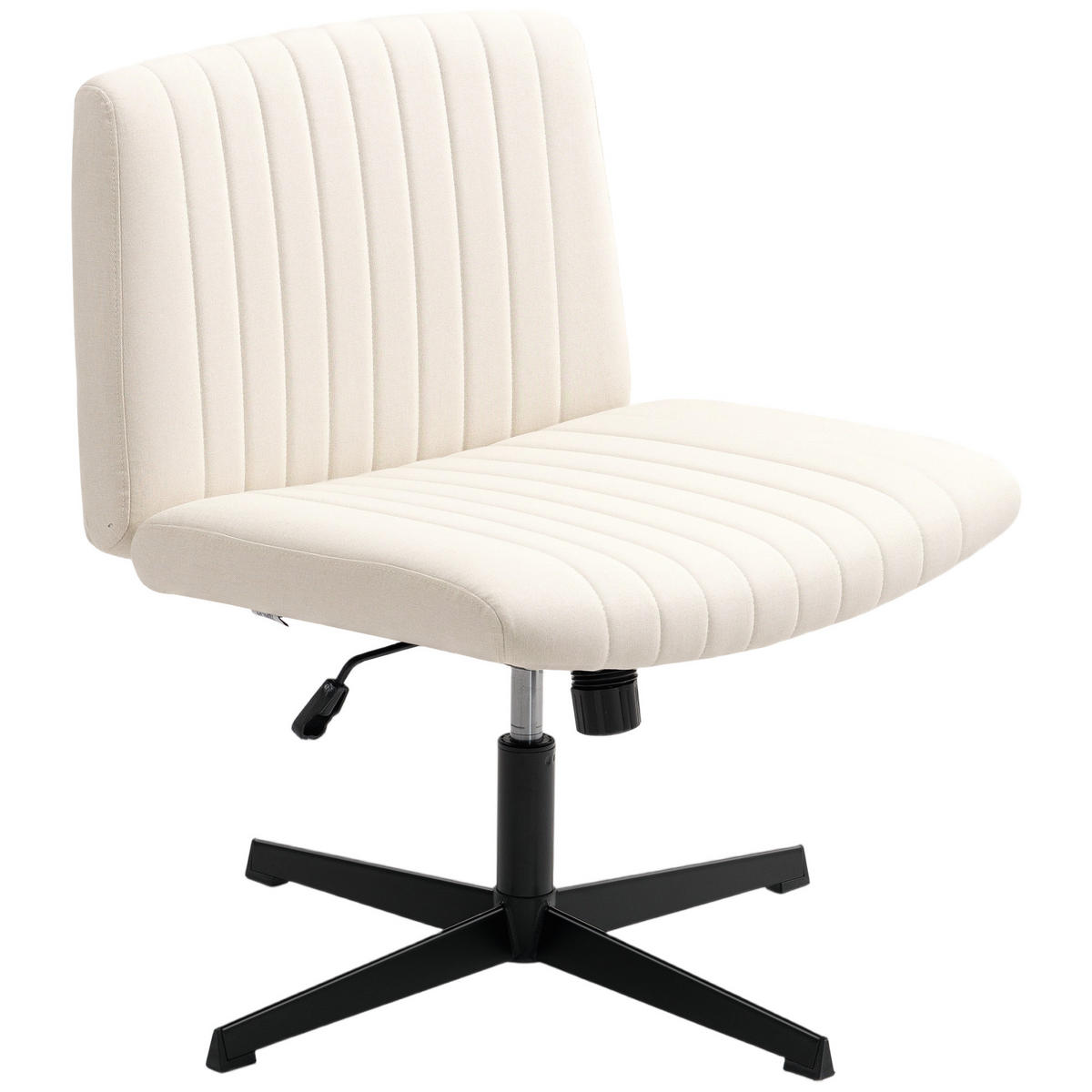 DREHSTUHL höhenverstellbar Homeoffice Stuhl Leinenoptik bis 120kg Cremeweiß - Weiß, Kunststoff (64/83/65cm)