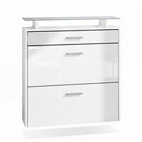 SCHUHSCHRANK Malea Front in Weiß Hochglanz - Weiß Hochglanz, Holzwerkstoff (89/96/23cm) - Vladon