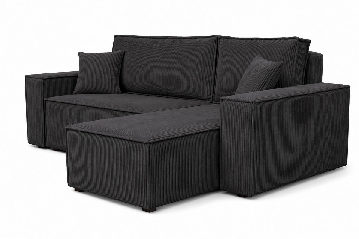 ECKSOFA KARL L mit Stauraum und Bettkasten, Graphite - Graphitfarben, Textil (244/145cm) - KS Home Concept