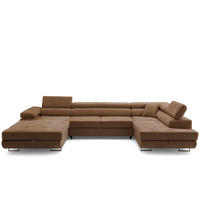 ECKSOFA U-Form WILD U Rechts mit Schlaffunktion 130x260 Chenille Braun - Silberfarben/Braun, Holz/Textil (350/90/203cm) - Muffo