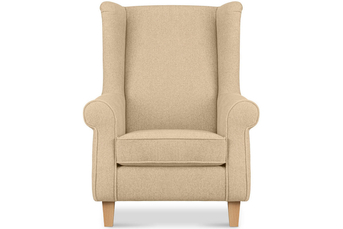 OHRENSESSEL MILES Massivholzbeine buche, creme - Creme, Holzwerkstoff/Buchenholz (82/105/97cm) - KONSIMO®