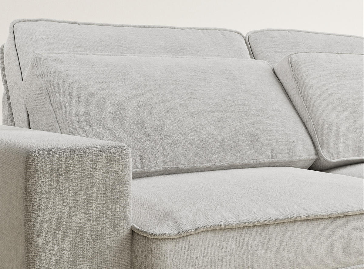 ECKSOFA Kirou Beige grau Chenille-Stoff - Rechts Seite - Greige/Schwarz, Holz/Holzwerkstoff (311/225cm) - Maison de Reve