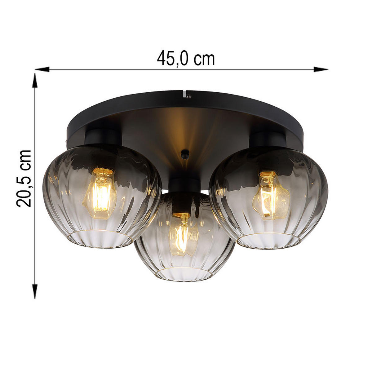 KRONLEUCHTER TOY Schwarz Rauchglas - Schwarz, Glas (45/45/20.5cm) - Nowa