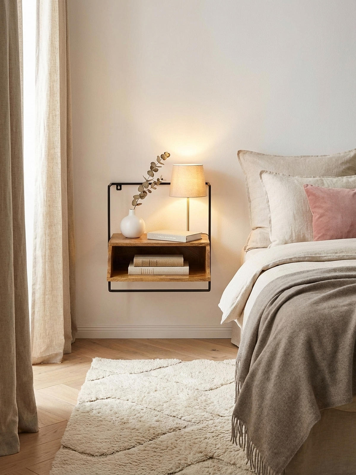 WANDKONSOLE Mango Massivholz Industrial Stil 44x45x35 cm - Schwarz/Braun, Holz/Metall (44/45/35cm) - KADIMA DESIGN