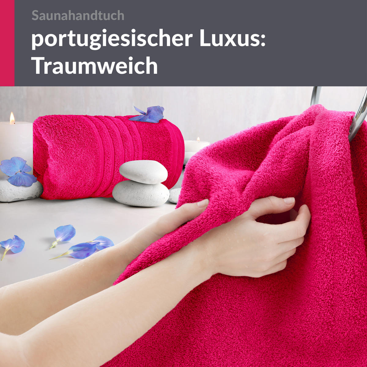 SAUNATUCH 80x200 cm 2er Set London Rhabarber - Pink, Textil (80/200cm) - Lashuma