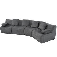 4-SITZER-SOFA modular Cord Kompression, DE-42936, Dunkelgrau - Dunkelgrau, Textil (311/65/90cm) - ComfortXL