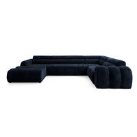 6-SITZER modulares Wohnlandschaft U XXL VEER SET 3 Rechts, 368 x 200 cm, Chenille Webstoff Marine - Schwarz/Dunkelblau, Holz/Kunststoff (200/75/368cm) - Muffo