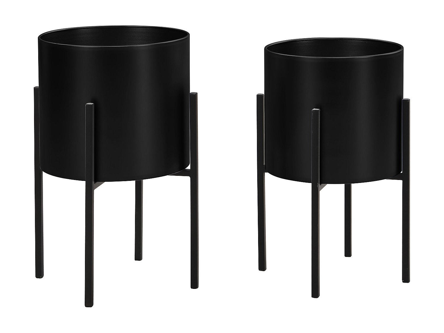 ÜBERTOPF - 23 cm, 25 cm x 25 cm, 23 cm - Metall - Schwarz - EDMEE - Schwarz, Metall (23/39/25cm) - Vente-Unique