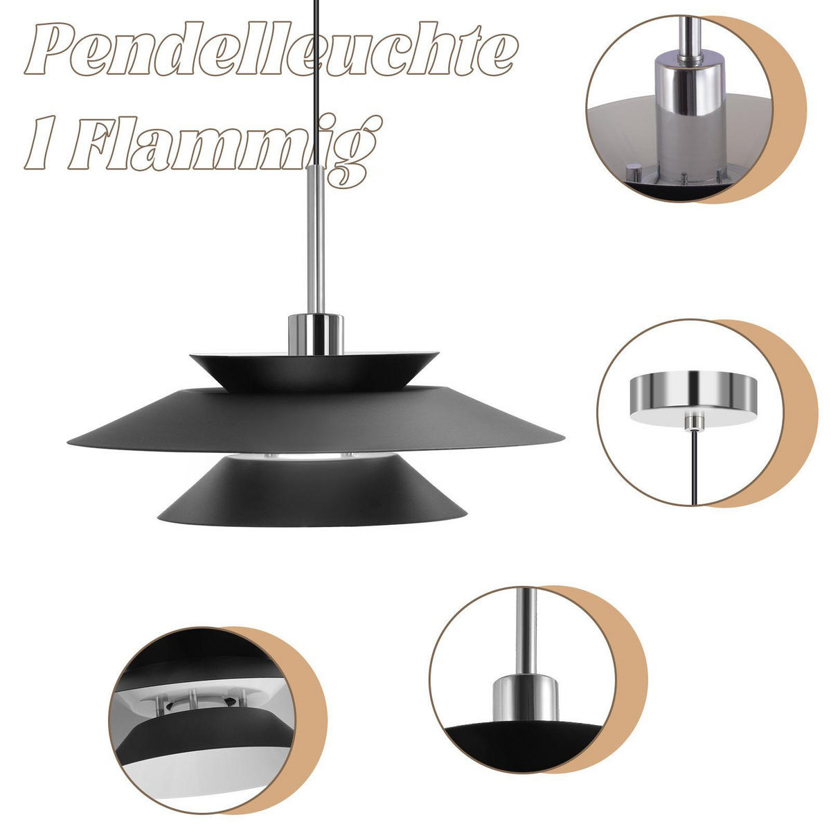 PENDELLEUCHTE Innovation 28/28/178 cm - Schwarz, Metall (28/28/178cm) - Nettlife