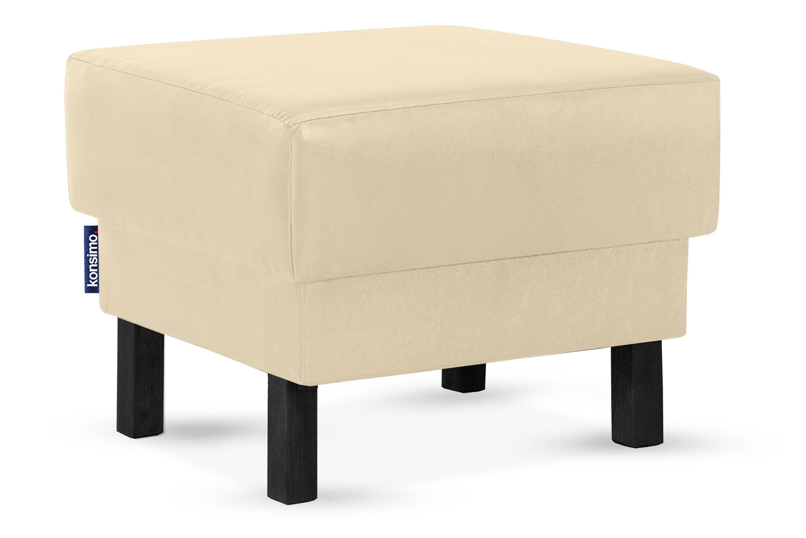 SITZHOCKER ESPECTO auf hohen Holzbeinen, Ecru - Creme/Schwarz, Textil (58/47/56cm) - KONSIMO®