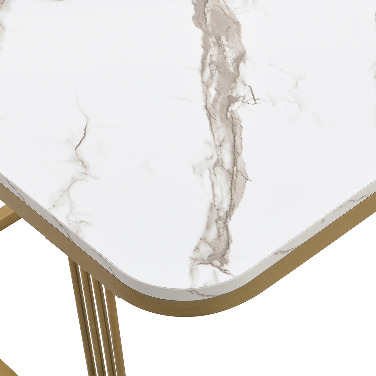 COUCHTISCH-SET in Weiß mit Schubladen und goldenen Beinen für Wohnzimmer, B60/T60/H45 cm - Goldfarben/Weiß, Holzwerkstoff (60/60/45cm) - STILVORA