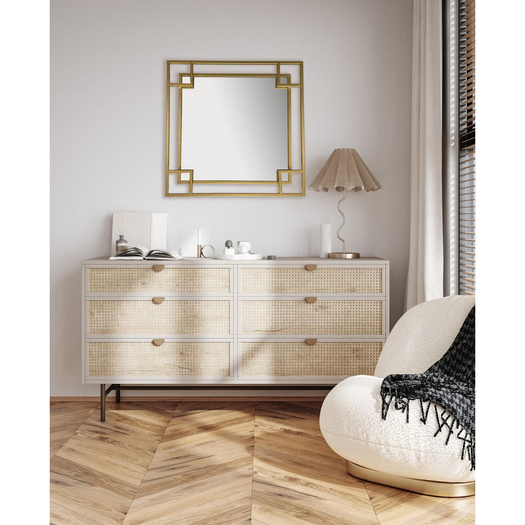 Thumbnail - Kadima Design Wandspiegel, Gold, Glas, Quadratisch, 60x60x3 cm, Spiegel, Wandspiegel